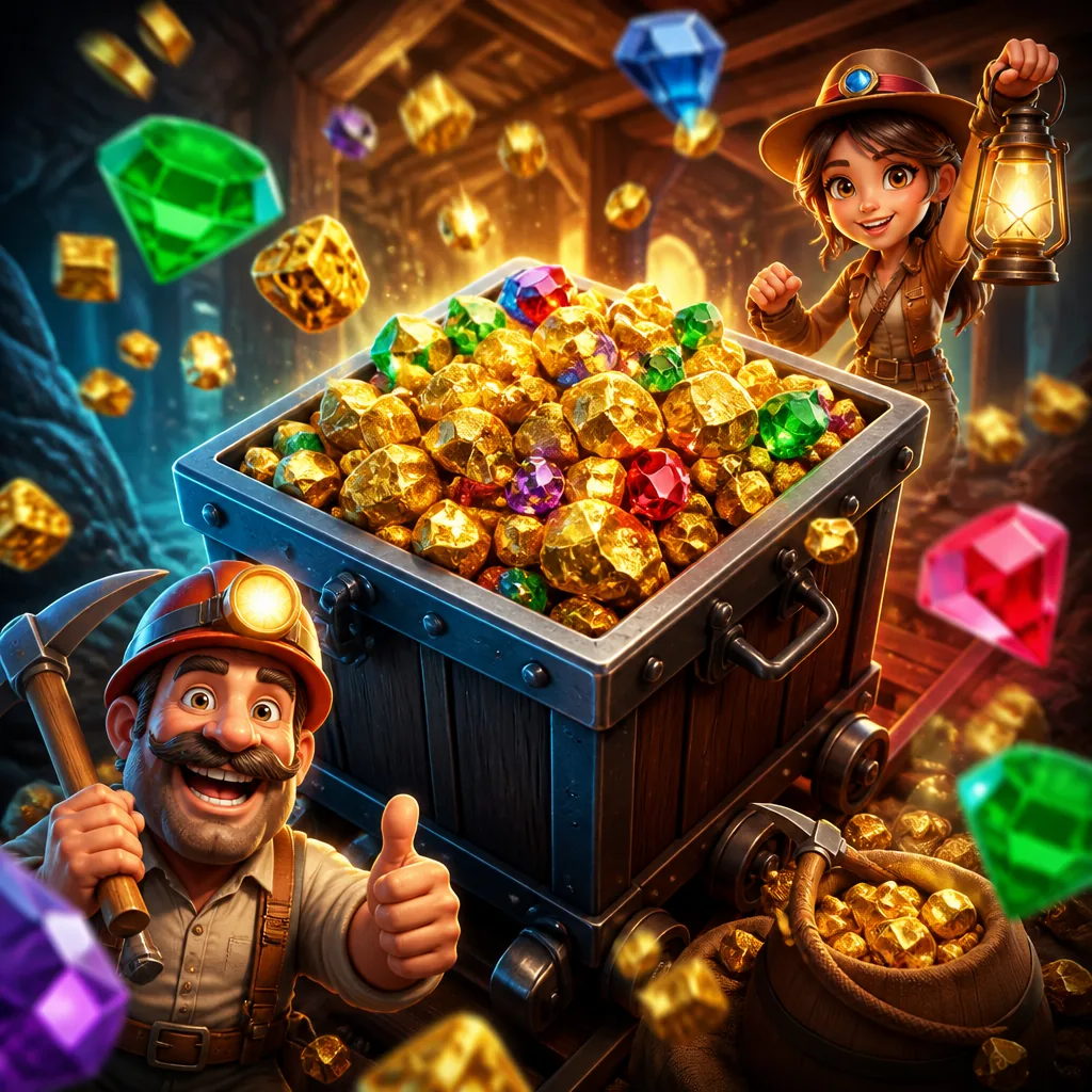 Gemstones Gold - Game Online Bertema Tambang Permata Dengan Multiplier Kereta Tambang Hingga x500